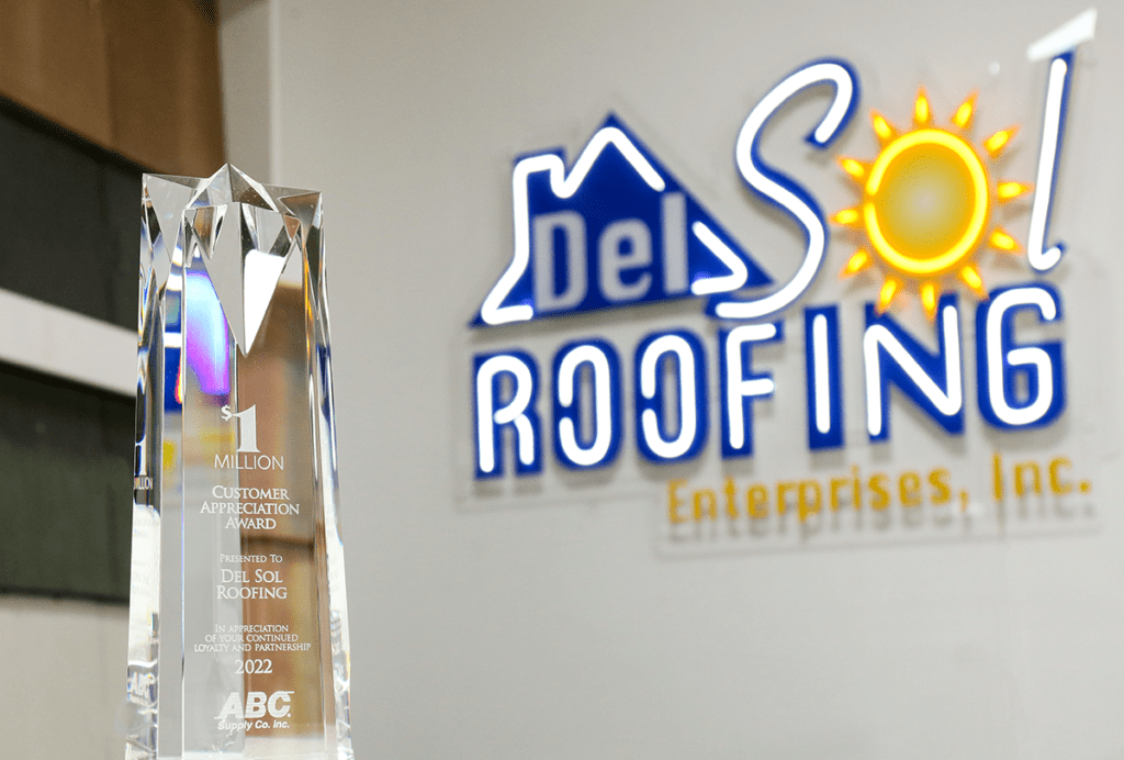 del sol roofing 1M ABC Roof Supply Award